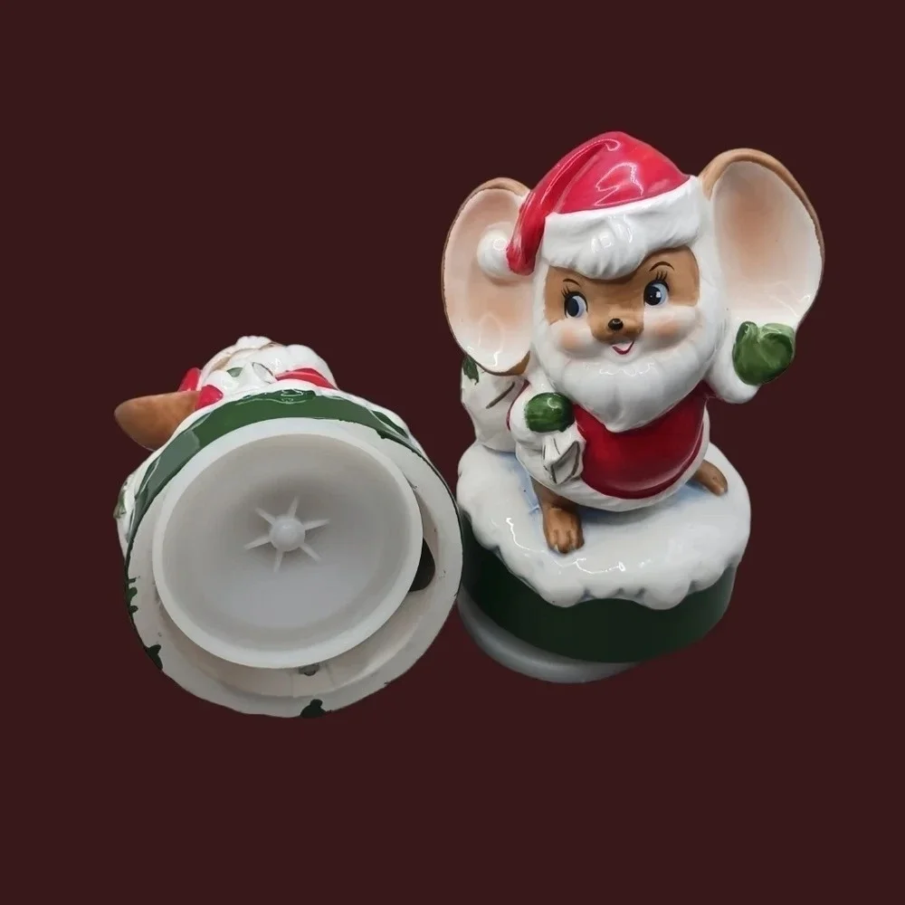 Vtg christmas mice santa musical play set of 2